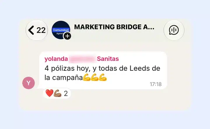 Mensaje de una agente de Sanitas: 4 pólizas en un día